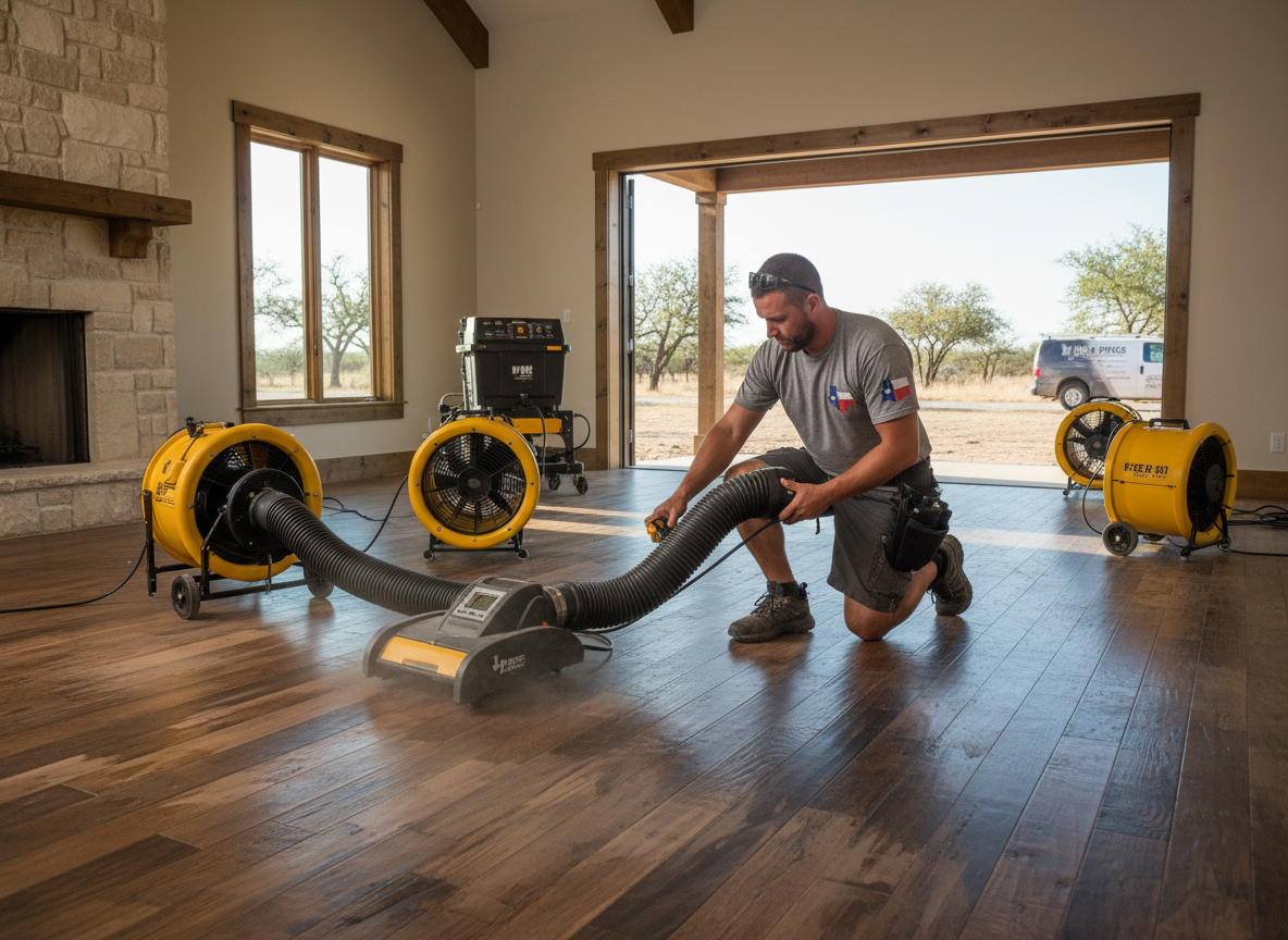 Wet Hardwood Floor Drying in Texas, Rockwall